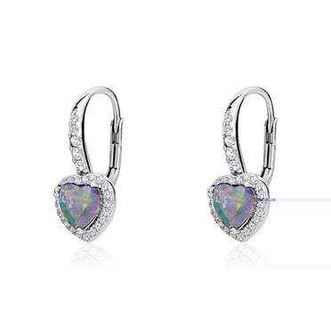 Luxury Designs Boucles d'oreilles dormeuses en argent 6 mm Mystique en forme de cœur et CZ
