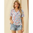 thumbnail image 3 of INSPIRE CHIC Women's Sweet Fruit Crossover V Neck Short Sleeves Ruffle Wrap Blouse, 3 of 6