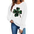 thumbnail image 3 of SDNall Chandail à Manches Longues pour Femmes, Imprimé Trèfle de la Saint-Patrick, Tunique Décontractée Ample à Col en V, 3 of 6