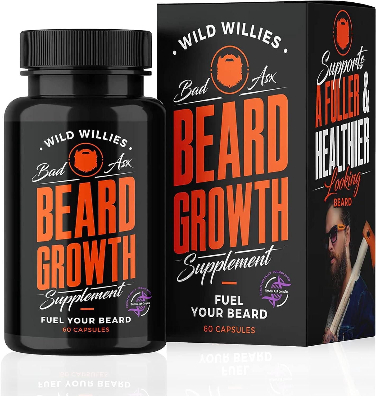 Wild Willies Beard Growth Supplement with Biositol AsX, 60 Capsules