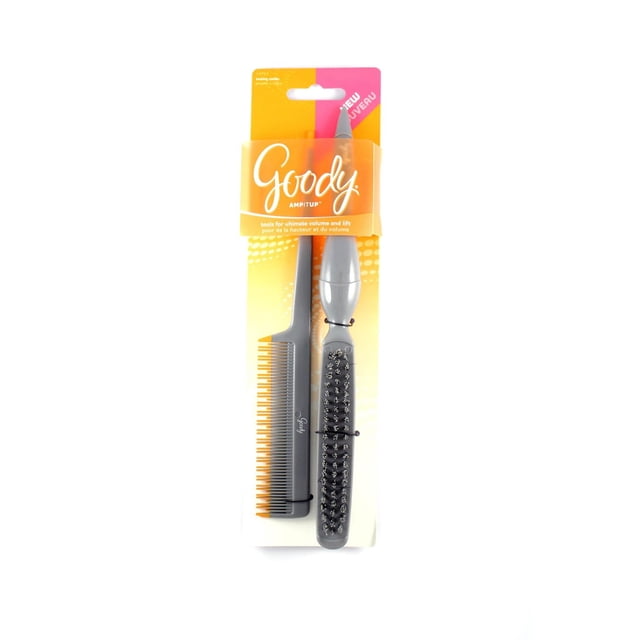 GOODY Ensemble Combiné STYLE SSF Taquinant et Rehaussant le VOLUME (COMB et Brosse) avec un COMB Taquinant Gris à Dents Fines et une Brosse VOLUME Gris avec Poils de Sanglier Noirs et Poignée Ergonomique, Idéal pour la Coiffage, le Démêlage et l'Accroissement du VOLUME sur Cheveux Mouillés Ou Secs.
