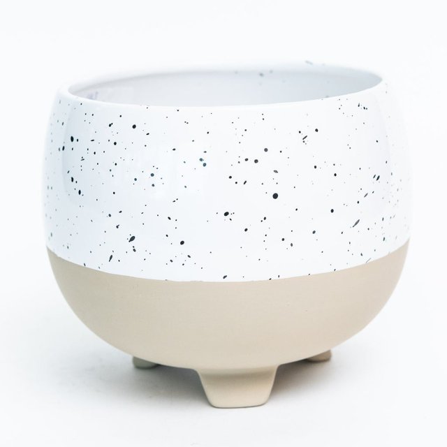 Ensemble de 6 Jardinières Blanches avec Base à Pied Beige