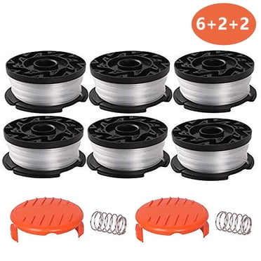 6 Pack Line Spool with 2 Covers for Replace Black Decker Grass Trimmers Replacement Spool Weed Eater Cap Autofeed Trimmer String AF-100