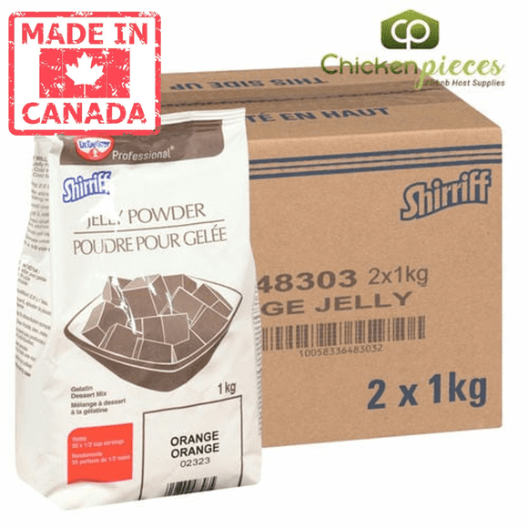Poudre de Gélatine à l'Orange Shirriff 1 Kg/2,20 Lb (2/caisse) - Fabriqué au Canada