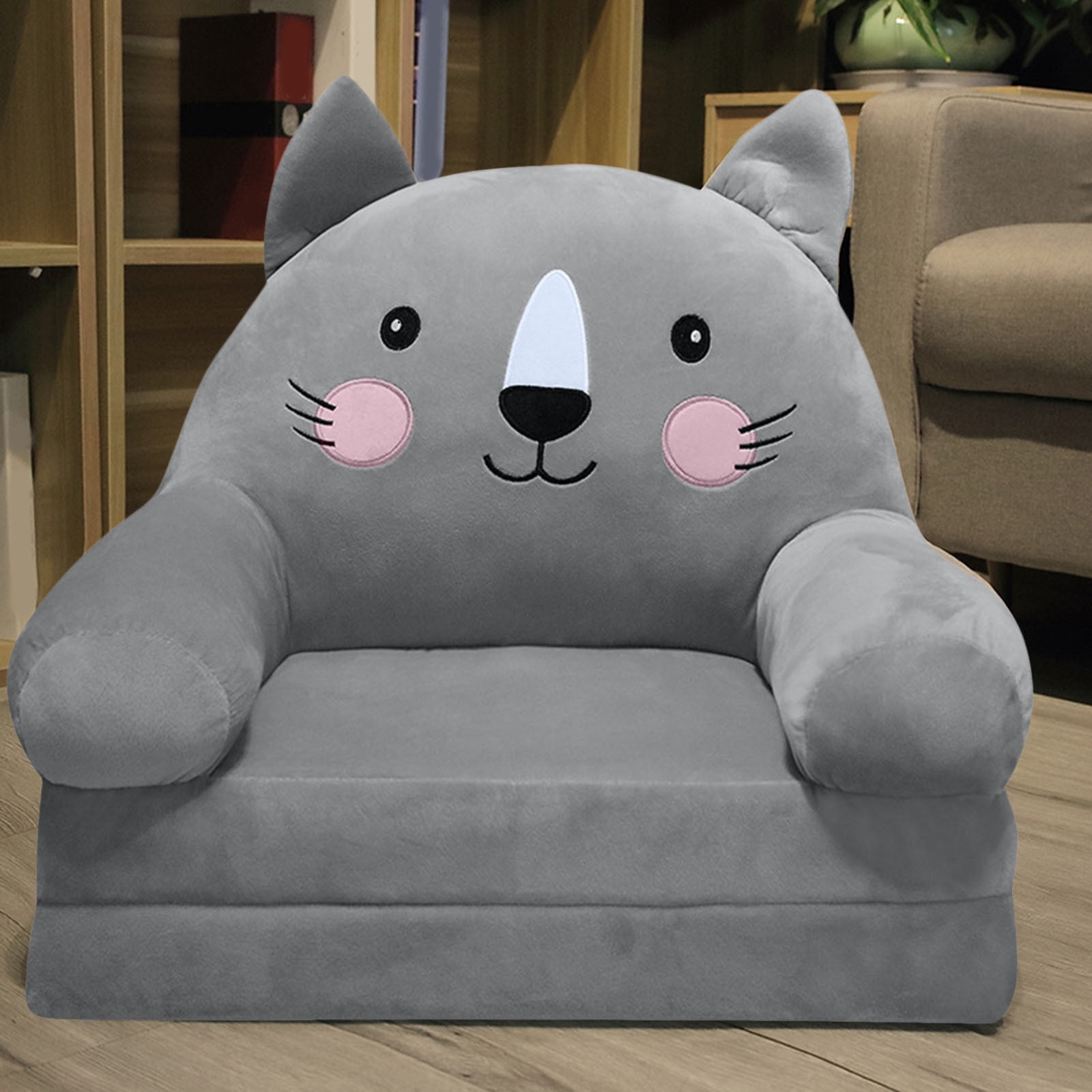 Cushion Big Sale! Nomeni Children's 2-Layer Folding Sofa (Without Inner Filling) [Order Note Only Leather Shell] Gray A, 1X Seat Cushion Grey