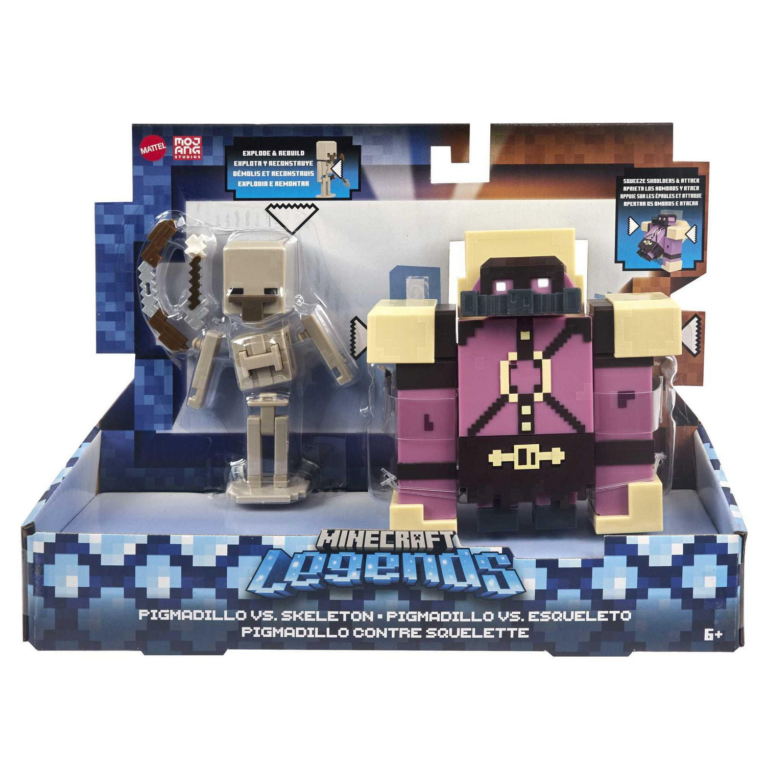 Minecraft-Legends-Coffret de 2 Pigmadillo vs. Skeleton figurines