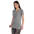 thumbnail image 3 of Inkmeso Long Length Notch Neck Top For Women Basic Cotton Tee Shirt w/ Pocket Patch Legging Top, 3 of 7