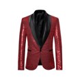 thumbnail image 1 of Gupgi Men Shiny Sequins Blazer One Button Tuxedo Jacket Party Wedding Banquet Prom Coat, 1 of 4