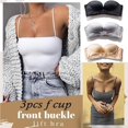 thumbnail image 2 of HNMKIU Workout Bras Womens 3PCS Solid Color Strapless Non Adjustment Rimless Dress Bra F Cup Black+Gray+Beige, 2 of 4