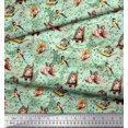 thumbnail image 3 of Soimoi Silk Fabric Owl,Squirrel & Rabbit Animal Printed Craft Fabric by The Yard 42 Inch Wide, 3 of 3