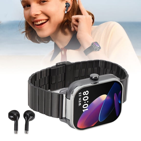 D8 Pro Smart Watch with Earbuds for Men Women, 2.01 Inch HD Touch Screen, 2 in 1 BT Watch with Sports Mode, Remote Camera Control, Weather, Alarm Clock for IOS for