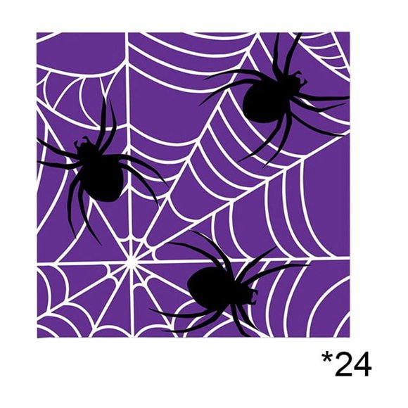 SLYNSHome 24 Pcs Serviettes en Papier Jetables d'Halloween Toile Violette Fournitures de Fête Festives Thème Effrayant Serviettes pour Cocktail et Boissons pour Décoration de Table de Fête des Fêtes et Événements Festifs