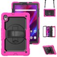 thumbnail image 1 of Case for Lenovo Tab K10 10.3 Inch / M10 FHD Plus 2020 2nd Gen with Screen Protector, 360 Degree Rotating Kickstand Hand Strap Heavy Duty Shockproof Cover with Shoulder Strap, Rose, 1 of 7