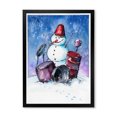 thumbnail image 3 of Designart Christmas Snowman Playing Drumset Traditional Framed Wall Art, 3 of 4