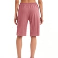 thumbnail image 3 of Plebaso Knee Length Shorts for Women Drawstring Lounge Long Shorts Summer Athletic Shorts with Pockets, 3 of 4