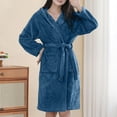 thumbnail image 2 of Women’s Hooded Fleece Bathrobe – Plush Short Robe with Waist Belt & Pockets (Cozy Lounge Essential), 2 of 5