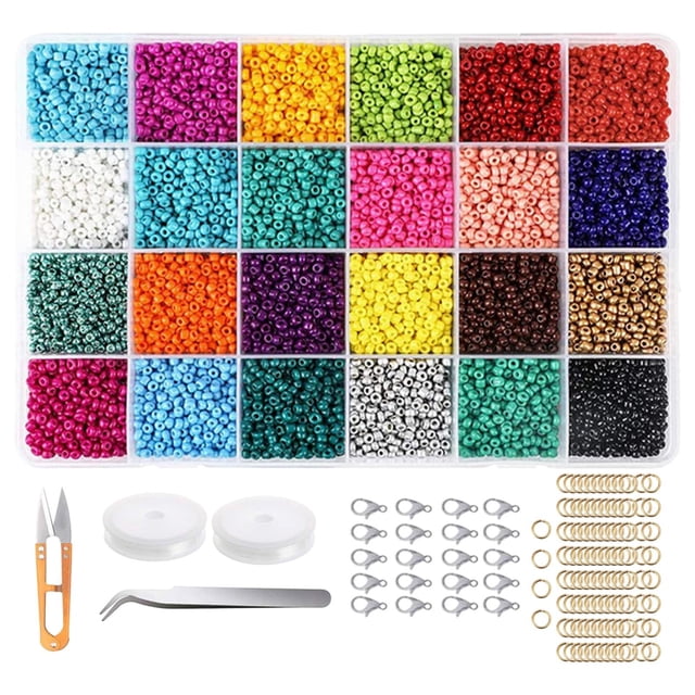 KLKCMS Glass Seed Beads Assorted Small Beads for DIY Jewelry Making Kit Crafts 3000pcs 3000pcs 4mm