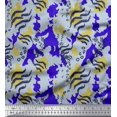 thumbnail image 1 of Soimoi Blue Modal Satin Fabric Leopard & Wild Animal Skin Decor Fabric Printed BTY 42 Inch Wide, 1 of 3