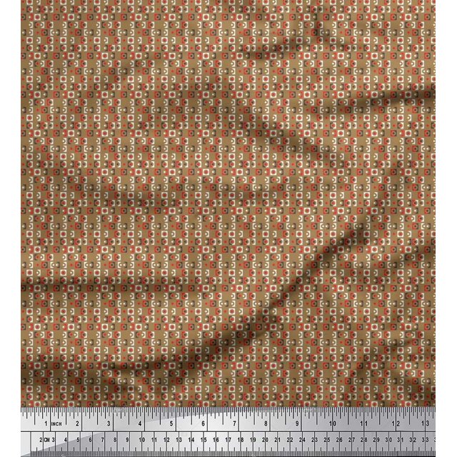 Soimoi Silk Fabric Geometric Small Decor Fabric Printed Yard 42 Inch Wide