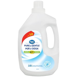 Great Value Liquid Laundry Detergent Pure & Gentle 4-in-1 50 wash, 2.03L