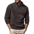 thumbnail image 1 of RXIRUCGD Blouse pour Homme, Mode Décontractée, Couleur Unie, Fermeture Éclair, Manches Longues, Col Montant, Brun, Taille : L, 1 of 5
