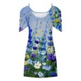 thumbnail image 4 of Robe d'Été pour Femmes 2024 Mode Grande Taille Imprimé Manches Courtes Épaules Dénudées Col Rond Robe Rabais de 50 % Liquidation!, 4 of 5