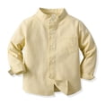 thumbnail image 2 of 2025 Spring Boy's Shirt Solid Small Place Color Standing Long Sleeve Boy Top Breasted Cardigan Children's, 2 of 8