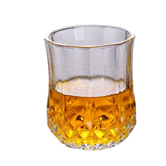 6-Piece Crystal Whiskey Glasses, Dishwasher Safe Lead-Free Crystal Glass, Wide Flat Bottom With Diamond Design