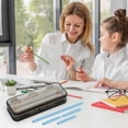 thumbnail image 4 of Matoen12 Grande Capacité Boîte à Crayons en Plastique à Double Ouverture pour Enfants Étudiants, Fournitures de Rentrée Mignonnes Boîte de Rangement Transparente avec Autocollants, Noir, 4 of 7