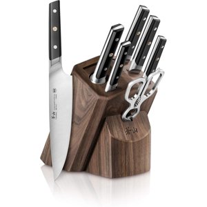 Cangshan TC Series 1021219 Swedish 14C28N Steel Forged 8-Piece Knife Block Set, Walnut