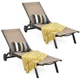 thumbnail image 1 of Topbuy Chaise Longue Inclinable d'Extérieur en Aluminium, 2 Pcs, avec Dossier Réglable, Brun, 1 of 6