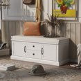 thumbnail image 1 of MODERNLUXE 42.5" Large Shoe Bench with 2 Drawers and 2 Cabinets, Solid Wood Shoe Rack Entryway Bench with Removable Cushion for Entryway Hallway and Living Room,White, 1 of 8