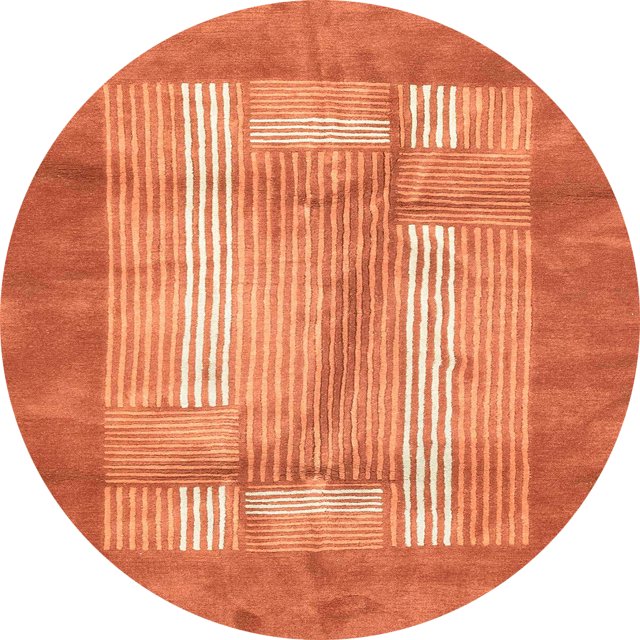 Ahgly Company Tapis d'Intérieur Ronds Abstraits Orange Rouge Abstraits pour Aire, 6 Pieds Rond