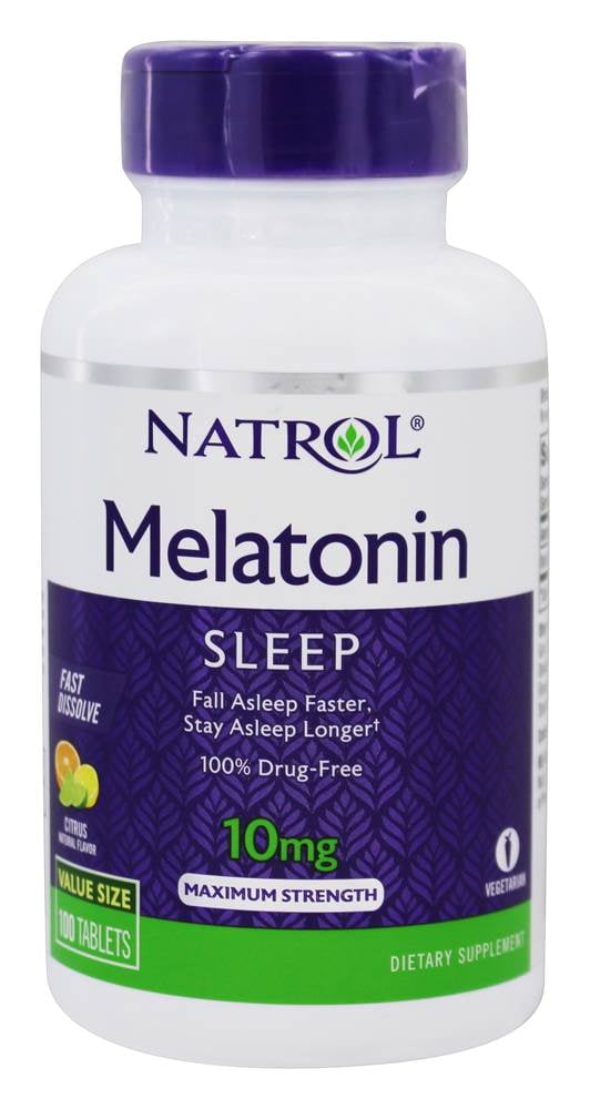 Natrol - Melatonin Sleep Maximum Strength Fast Dissolve Citrus 10 mg. - 100 Tablets
