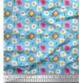 thumbnail image 1 of Soimoi Blue polyester Crepe Fabric Omlet & Bread Slice Food Print Sewing Fabric Yard 42 Inch Wide, 1 of 6