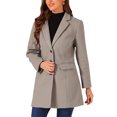 thumbnail image 4 of INSPIRE CHIC Women's Coat Solid Color Notched Lapel Single Breasted Winter Peacoat Dark Tan L, 4 of 6