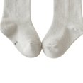 thumbnail image 4 of Little Girls Stockings  Plain Color/Patchwork Side Bow-Knot Midi Tube Socks  Breathable Elastic Knee-Length Socks, 4 of 8