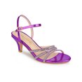 thumbnail image 1 of BLISSFUL STEP Women's Shoes Rhinestone Ankle Strap Kitten Heel Open Toe PU Buckle Sandals  Purple 7, 1 of 7