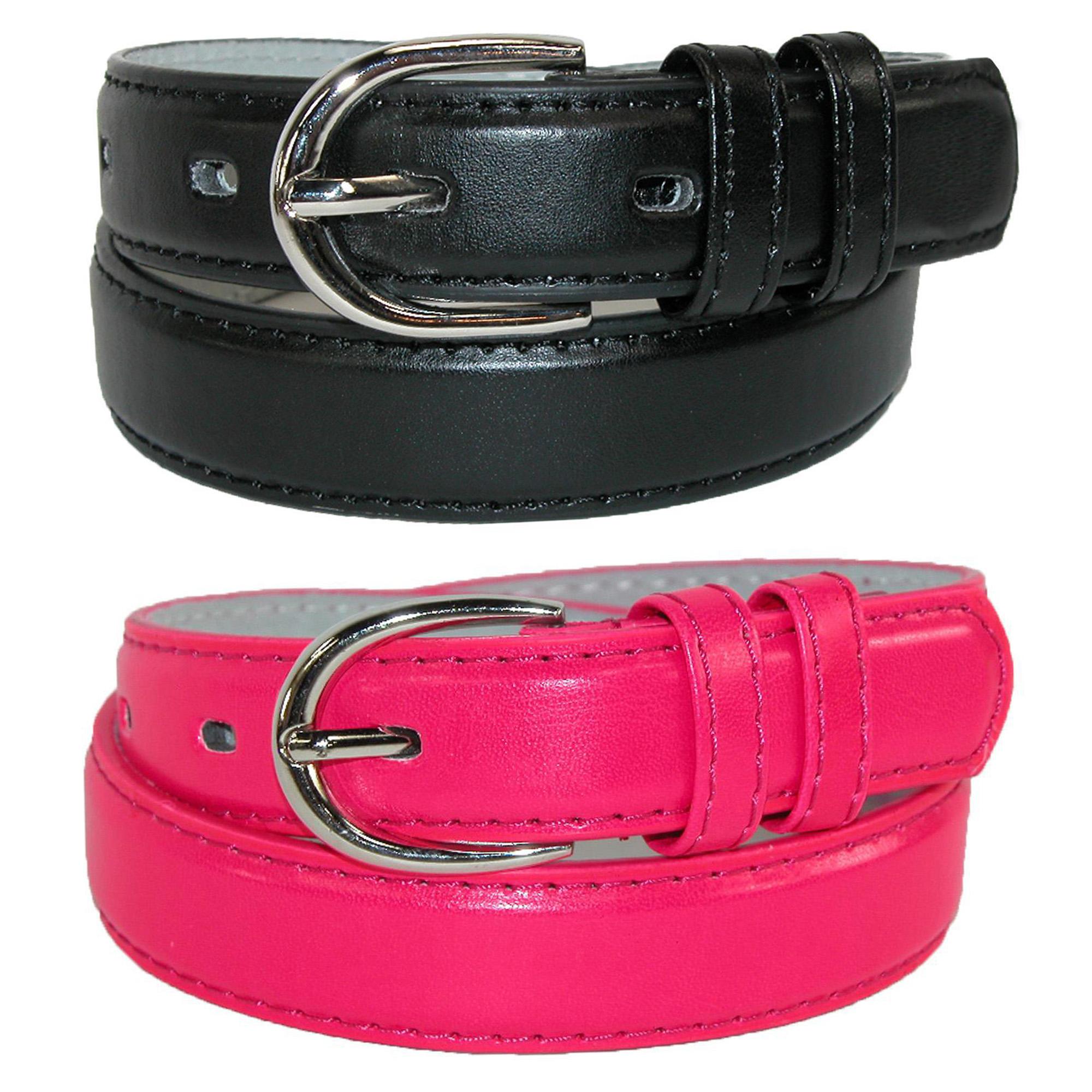 CTM® Ceinture Habillée en Cuir de Base pour Enfant (Lot de 2 Couleurs)
