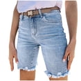 thumbnail image 2 of Weiqiqre Jupe Courte en Denim pour Femmes, Mini-Jupe Extensible à Taille Mi-Haute, Décontractée et Tendance, Jupes en Jean avec Poches, 2 of 9