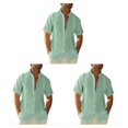thumbnail image 4 of pitrice Men Shirt Casual Short Sleeve Breathable Replacement Button Down Solid Color Fashionable Home Dating Shirts Top Green XL 3Set, 4 of 6