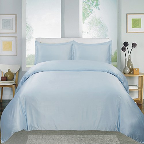 Home Sweet Collection 3 PC Solid Egyptian Cotton Duvet set (King, Blue)