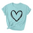 thumbnail image 2 of Styesk T-Shirts pour Femmes Confortables Doux Col Rond T-Shirts Chandail Mode Léger Manches Courtes T-shirt Saint-Valentin Graphique Décontracté Grande Taille Hauts Imprimé Cœur Hauts de Sortie, 2 of 3