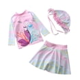 thumbnail image 1 of Baby/Toddler Girls Mermaid Swimsuit Rashguard Set Long Sleeve UPF 50+ ,CM25-11BT Size 4T, 1 of 5