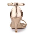 thumbnail image 4 of BLISSFUL STEP Women's Solid Color Open Toe Rhinestone Ankle Strap Stiletto Sandals, 4 of 7