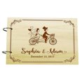 thumbnail image 1 of Personalised Wooden Guest Book Couple On Cycle Wedding Engraved Advice Book Custom Scrapbook, 1 of 2
