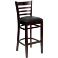 thumbnail image 1 of HERCULES Series Ladder Back Walnut Wood Restaurant Barstool - Black Vinyl Seat, 1 of 9
