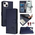 thumbnail image 2 of iPhone 14 Plus Case ,Cat PU Leather Crossbody Lanyard Strap RFID Magnetic Wallet Compatible with iPhone 14 Plus Cover, 2 of 5
