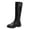 Noir, variante sur jovati Bottes Rétro de Cowboy pour Femmes à Talon Moyen, Fermeture Éclair, Franges, Boucle de Ceinture, Hauteur Genou