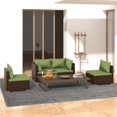 thumbnail image 1 of vidaXL 4 Piece Garden Lounge Set with Cushions Poly Rattan Brown, 1 of 5